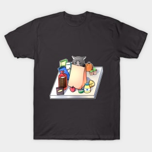 Cat in a bag with groceries T-Shirt